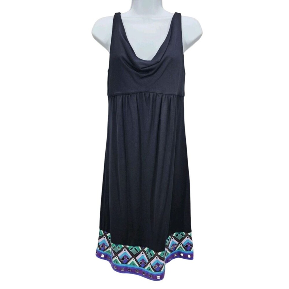 Vtg Diane von Furstenberg Silk Jersey Dress Women's 4 Empire Waist Black Coastal